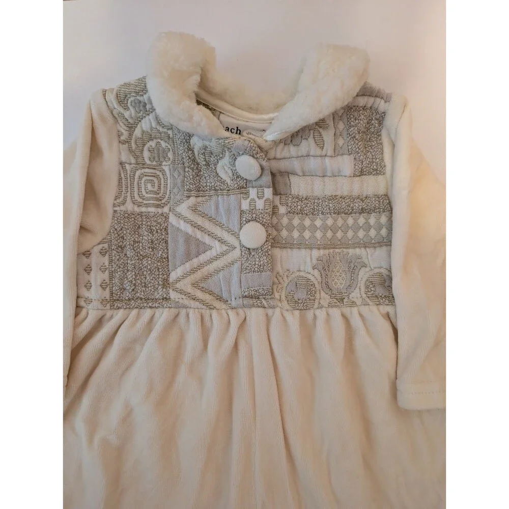 Vintage Cach Cach Winter Outdoors Outfit Cream Long Sleeves Bodysuit 18 Months